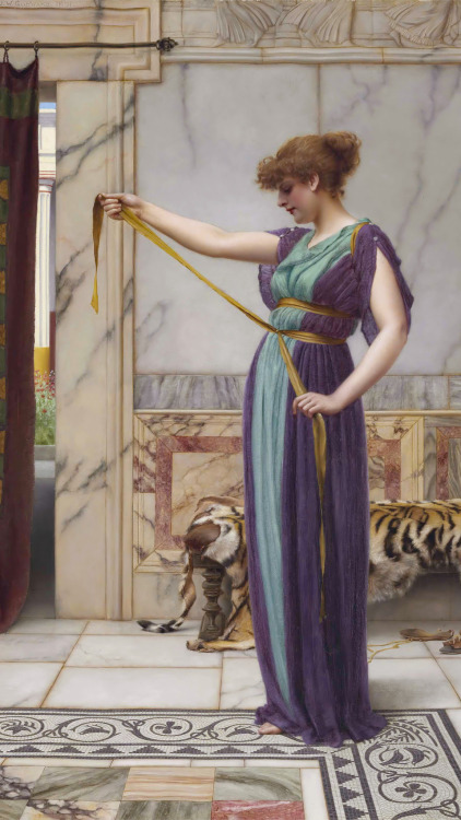 John William Godward (1861 - 1922)A Fair ReflectionIdlenessUnder the Blossom that Hangs on the Bough