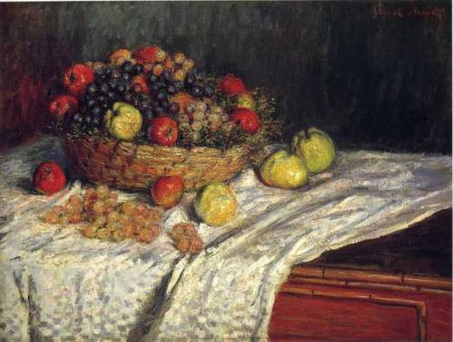 Fruit Basket with Apples and Grapes, 1879, Claude Monet