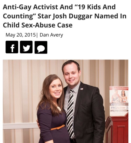 majiinboo:  commongayboy:  When you’re a family that says LGBT members are child molestors but it turns out your son Josh Duggar is actually one  …this is so fucked up