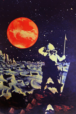 thevaultoftheatomicspaceage:  First man on the Moon _ Dreams and imagination, Russian art picture ( 1929 ) 