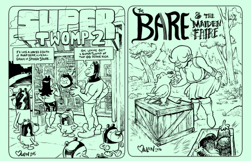 Here’s the covers for Super Twomp 2 and Bare &amp; the maiden faire that we made for Emera
