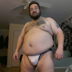 bigfatstripeycat:  Who the fuck are you calling fat, boy? This is the same one I had in high school!   (though seriously…if anyone wants to send me a 3xl/50 jock….that XL/42 ain’t gonna cut it.  Message me privately and I’ll make it worth your