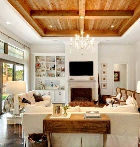 Miami Family Room Family Room - Large Farmhouse Open Concept Medium Tone Wood Floor Family Room Idea