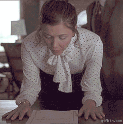 Maggie G in Secretary having her typing assessed.