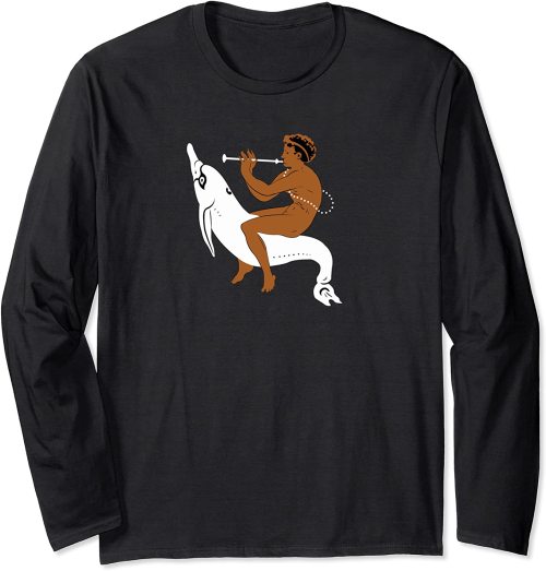  Our t-shirt design “Etruscan youth playing the flute and riding a dolphin” is now avail