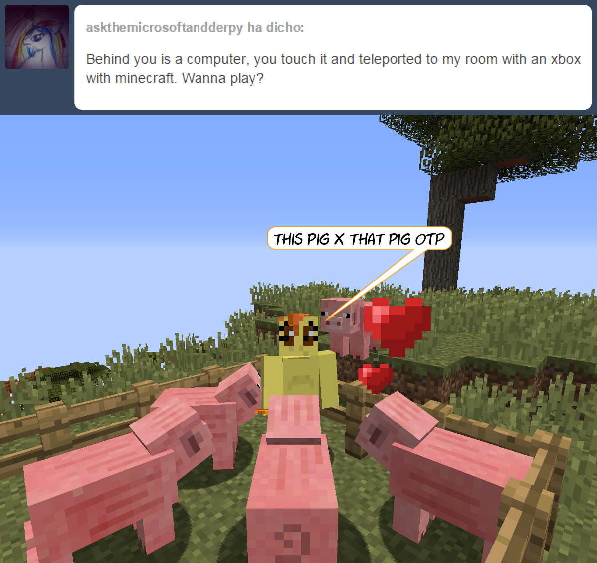 askthecookies:  Next game I’m shipping a cow and a pig. So we can have ham milk.