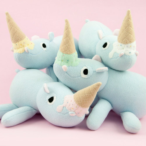 sosuperawesome: Hokey the Ice Cream Rhino Hippo and Neo the Ice Cream Whale Narwhal by Frozen Noses 