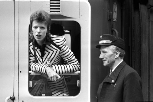  David Bowie at King’s Cross station before leaving London for Aberdeen with the Spiders, May 15, 19