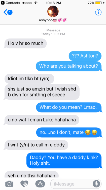 AU: (request!)(not a sext BUT cute idea) Ashton messages you accidentally, while drunk, and confesse