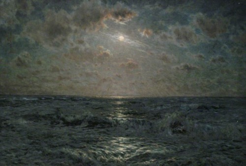 Moonlit Atlantic from Tintagel, Cornwall  -   Byron Cooper British, 1850–1933Oil on canvas, 101 x 15