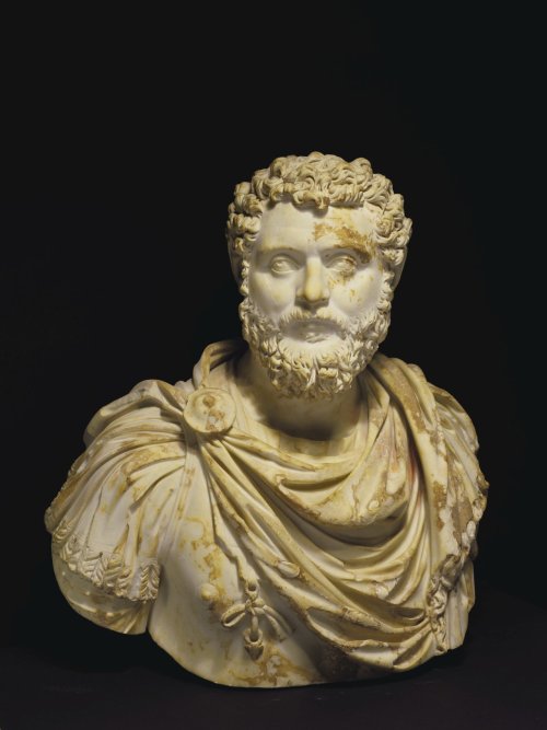 thatshowthingstarted:A Roman Marble Portrait Bust Of Emperor Didius Julianus,Reign 193 A.D.28 in. (7