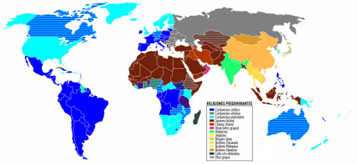 PREDOMINANT RELIGIONS IN THE WORLD / RELIGIONES PREDOMINANTES EN EL MUNDOSource: WikipediaMore maps 