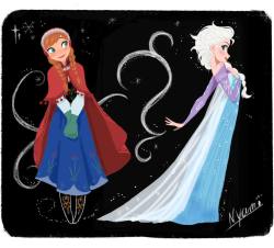 nyamo-nyamo:  2015/12/7 Draw on iPad. Snow Queen &amp; Princess 