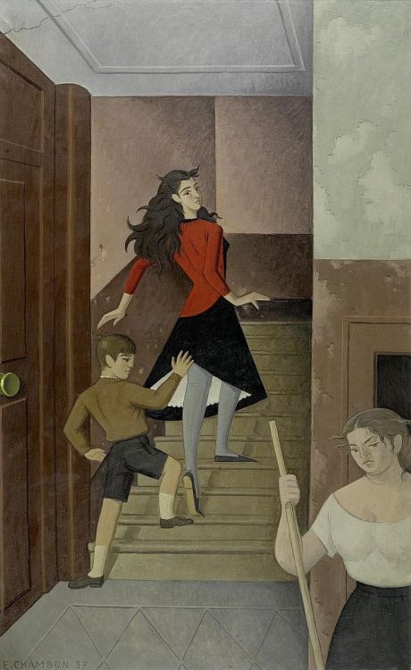 jareckiworld:Émile François Chambon (1905-1993) — A Curious Little One  (oil on canvas, 1957)