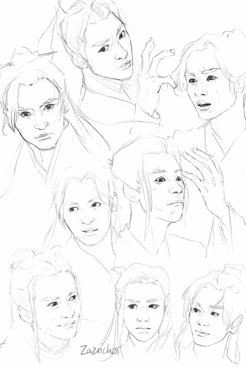 some sketch studies of Zhou Zishu &amp; Wen Kexing and a nonsensical doodle (of which there is a