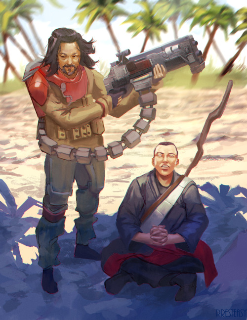 AYE YALL! Here’s some Rogue One Fanart I did during my stream! It’s of Chirrut and Baze 