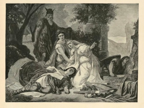 The Death of Tristram. Engraved by Knesing for the first american edition of Character Sketches of R