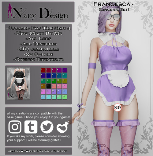 Francesca (Lingerie Set)Base Game Compatible*For Females T / A / YA*Outfit Type:01-Necklace (Necklac