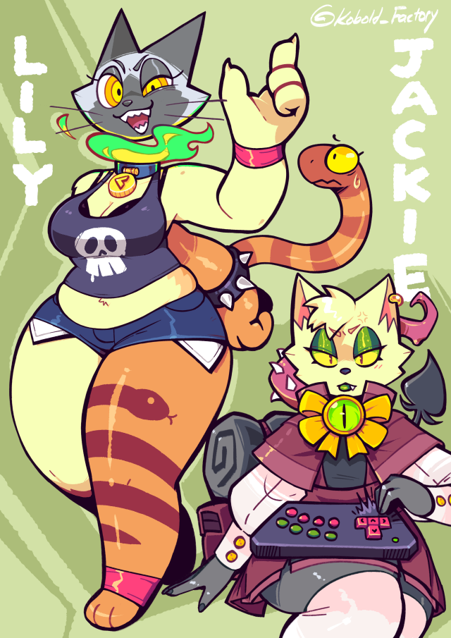 koboldfactory:I drew mine and @taxiderby ’s dullahan characters Jackie and Lily with their heads swapped around!