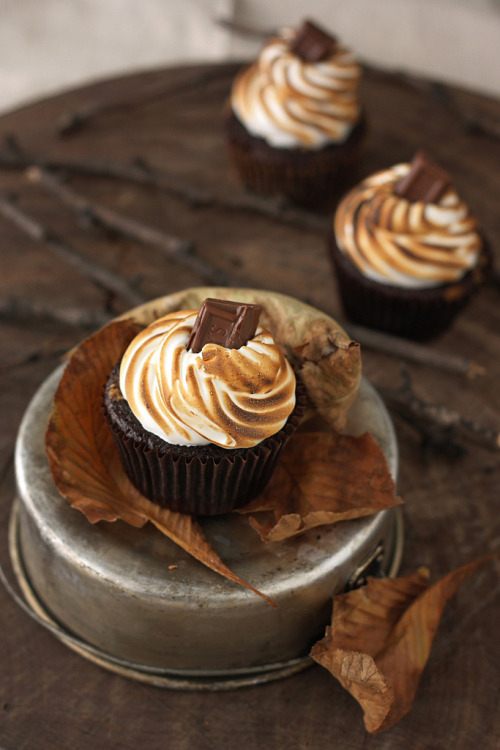 beggars-opera:S'mores Cupcakes (by Xiaolu // 6 Bittersweets)