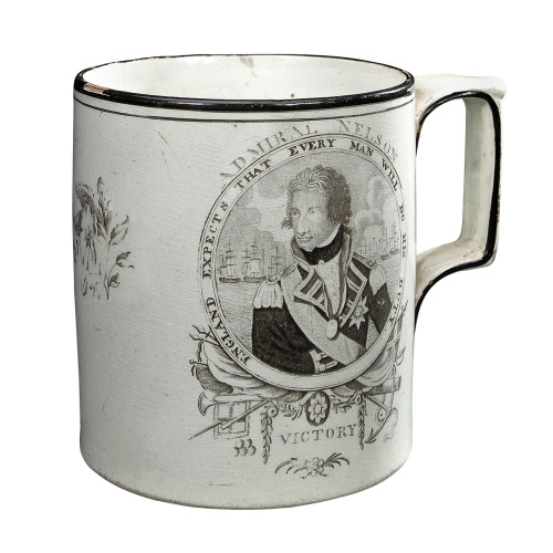 holdhard:’ENGLAND EXPECTS THAT EVERY MAN WILL DO HIS DUTY’Creamware mug circa 1806Royal Museums Gree