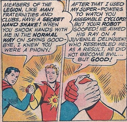 alternateworldcomics:Ladies and gentlemen I give you Legion of Superheroes gang signs… you’re welcom