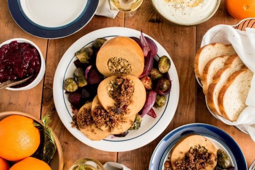 The Tofurkey, that plump, beige creation—honeydew-like in weight and circumference, filled with a cy