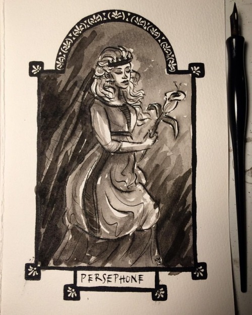 Inktober day 15- Persephone. . . . #inktober #inktober2018 #greekmythology #greekgoddessfeast #illus