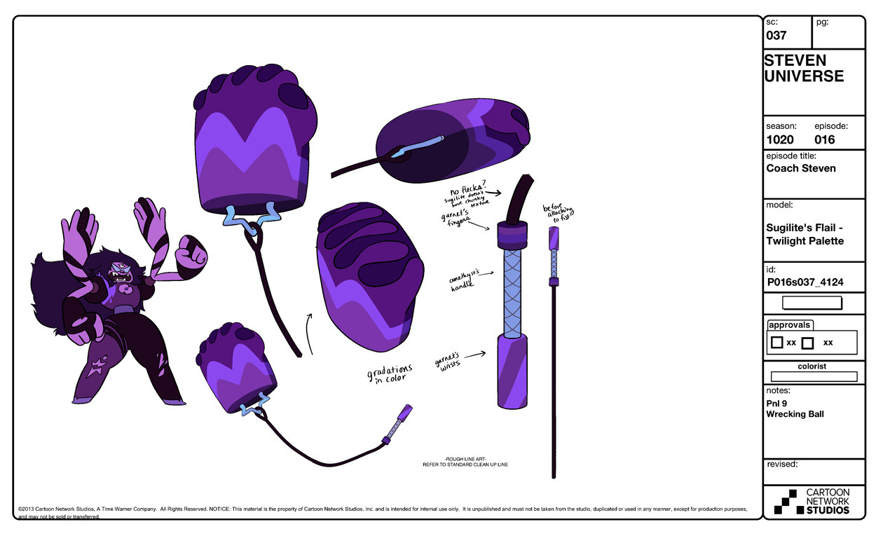 A selection of Character, Prop and Effect designs from the Steven Universe episode Coach