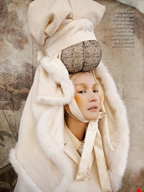 ’Woman in Folk Painting’. Lee Hye Jung by Koo Bohn Chang For Vogue Korea. January 2013