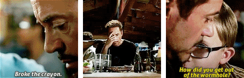 crowleyshalfbun:  Tony’s anxiety / post traumatic stress “You experience things. And then they’re over, and you still can’t explain them? Gods, aliens, other dimensions. I’m just a man in a can.” 