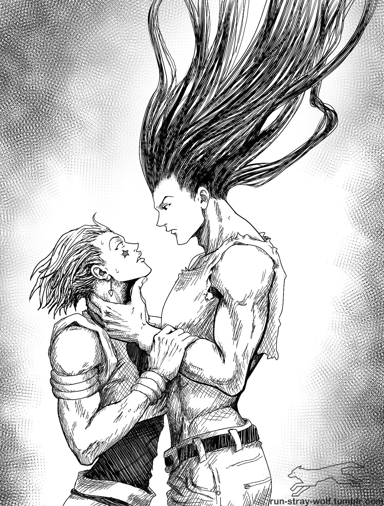 I watched the Gon vs Pitou fight again and I had to draw adult Gon. With Hisoka of course. :D