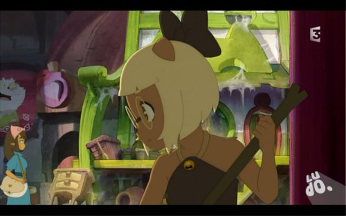 tomatomagica: tomatomagica:  Please take a minute of your time to look at Simone, one of the main characters of Dofus: Aux trésors de Kerubim, and her cute canon girlfriend Julie bonus:   hi have some lesbians 