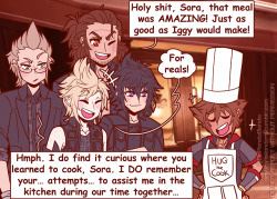 destiny-islanders:  Oops.After almost a year without any doodles for my FFXV x KH crossover AU… here is some Grade A Stupid……(Part 1 of 2!)DO NOT REPOST WITHOUT PERMISSION (REBLOGS ARE AWESOME)Twitter: @DaPandaBandaInstagram: Destiny.IslandersRedbubble: