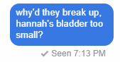 hardboiledoldman: my mother let me known that my sister and the piss fetishist broke up 