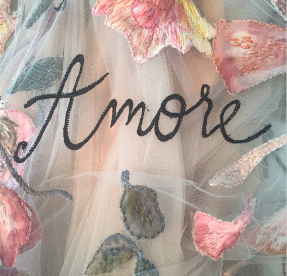 glamour:Amore. A detail shot of Keira Knightley’s Valentino gown for the 2015 Oscars.Photo:
