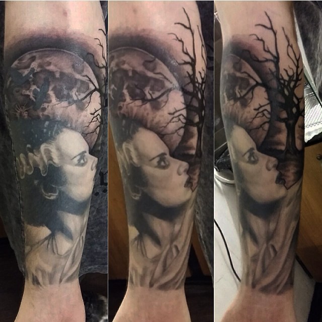 Aaron King Tattoo — Added a #moon #tattoo and spooky looking #tree to...