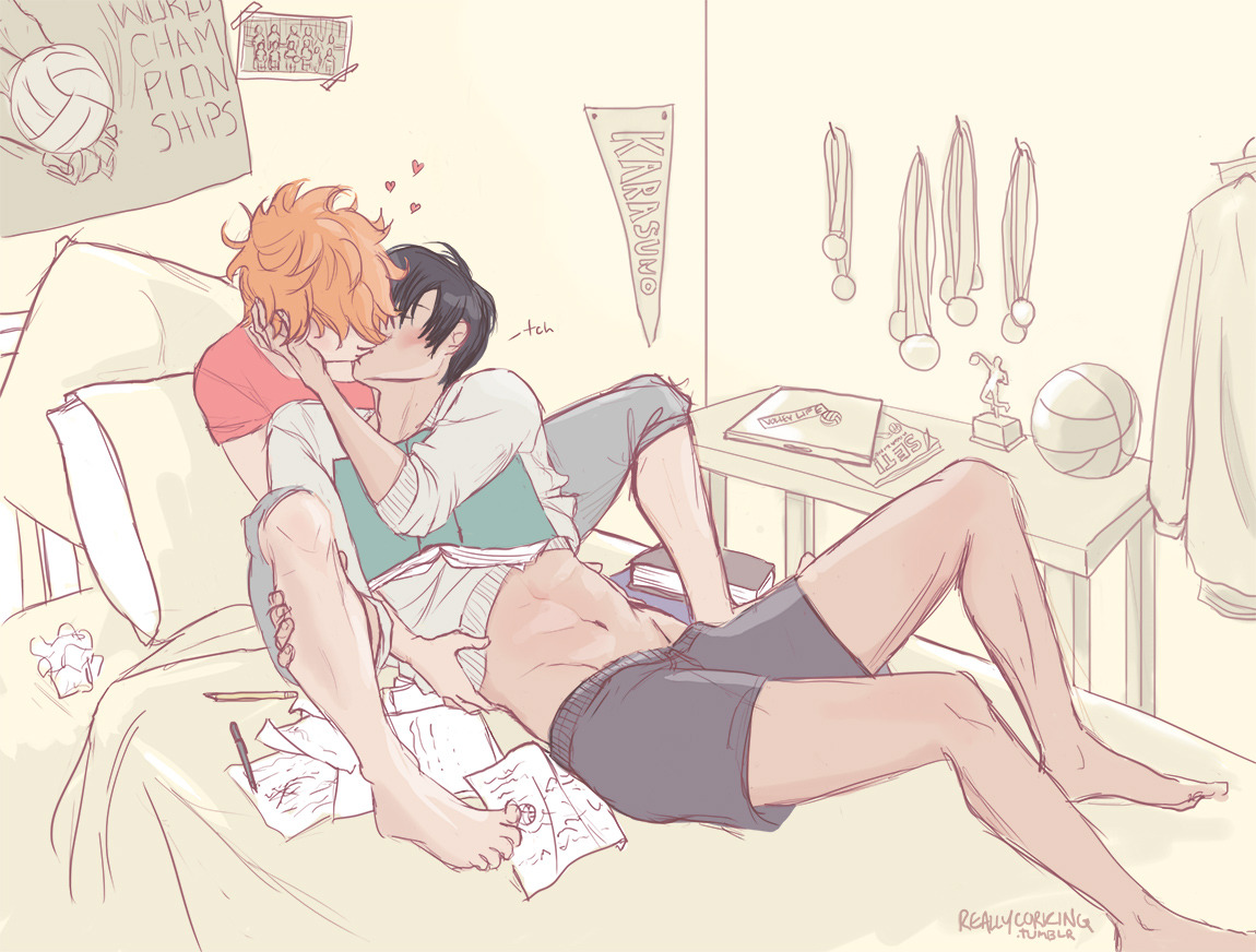 reallycorking:  1. kagehina are volleyball nerd college boyfriends sharing a dorm