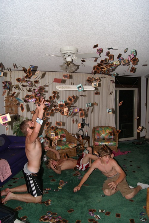 snealiv:The single greatest picture ever taken in my life. We threw Yu-gi-oh cards at the ceiling fa