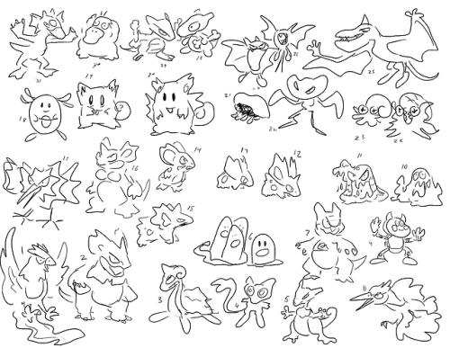 these are all the gen 1 pokemon i can think of rn im using a tablet i havent handled in like a month