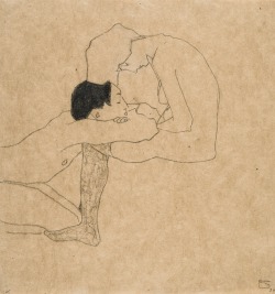 artexpert:  Liebende (Lovers) (ca. 1909) - Egon Schiele 