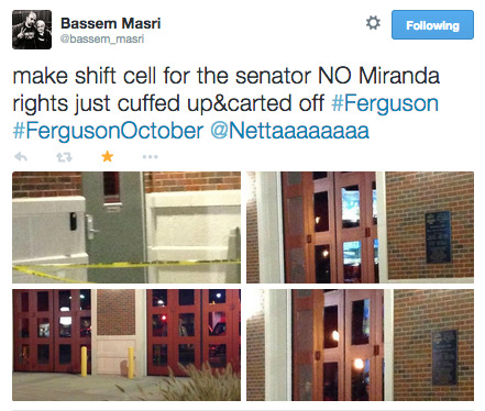 socialjusticekoolaid:   Last Night in Ferguson (10.21.14): A state senator was arrested (and mama may have been legally packing), one of the lead organizers, nettaaaaaaaa, was roughed up by police, and one of the main sources of footage/live feeds, Rebel