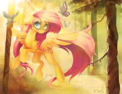 lunarphoenix:  Morning Flutter by VeridianWolf