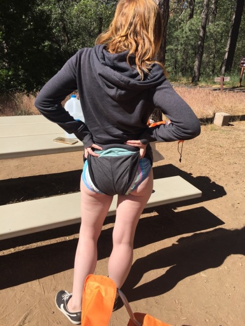 ld-ba:  babytabbycat: Daddy made me wear a diaper while camping:D As much as I love camping and diapers, I have yet to combine the two! 