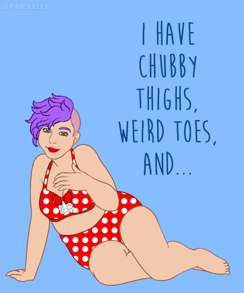 sparkitors:   thelatestkate is SparkLife’s brillz authority on confidence; these fabulous illustrations are all about body positivity, self-esteem, and whole-heartedly LOVIN’ YOURSELF, because no matter what you look like, you can be damn sure that