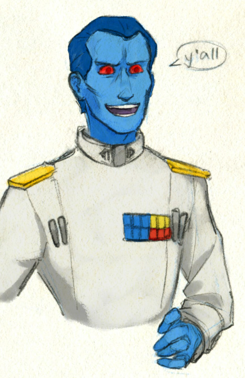 cupcakeshakesnake:Have I ever posted this doodle of Thrawn saying y’all… I think not&he