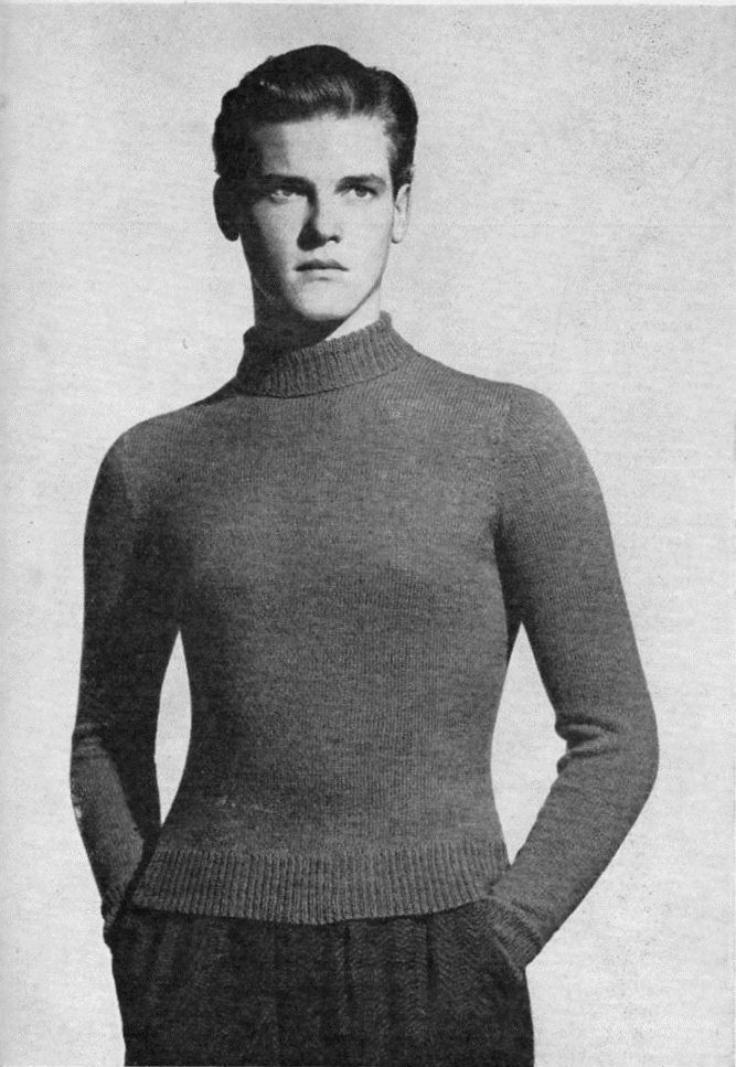 Roger Moore models knitwear in the 1950’s