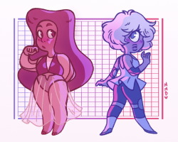 missysdraws:  ok so what if ruby and sapphire’s castes as gems were switched?? if rubes was the regal future seer and sapphy was a badass guard???? let me live 