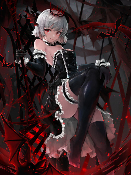 rarts:Maid girl with polearm:  Original anime character  [digital drawing by CrystalHerb]