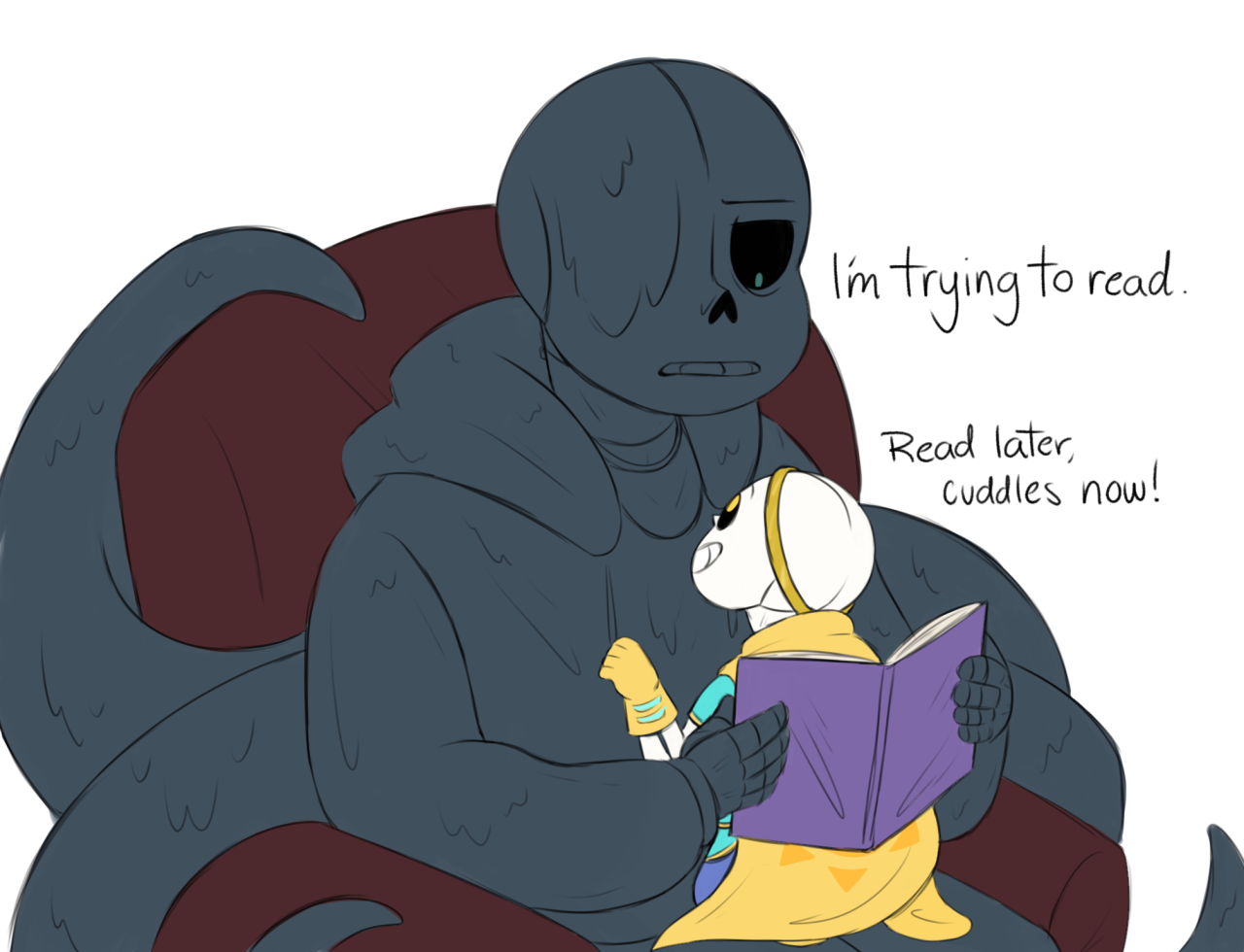 CuddlyQuiche on X: Reader's cuddling time with Sans! Dedicated to